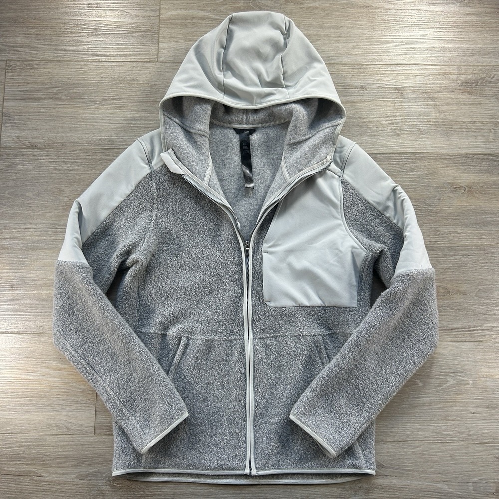 Lululemon Tundra Trek Jacket Mens Small Gray Full Zip Wool‎ Hooded Gym Running